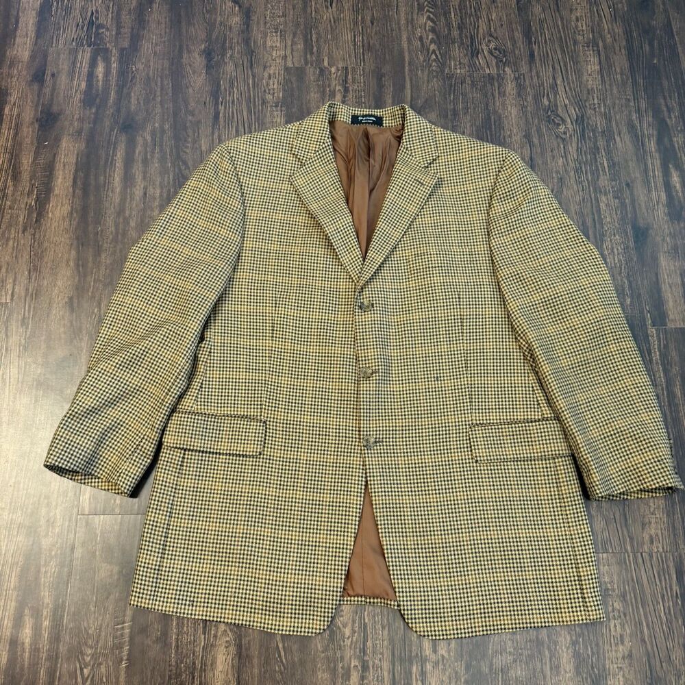 John W. Nordstrom Loro Piana Cashmere Sport Coat 46L Brown Houndstooth 3 Button
